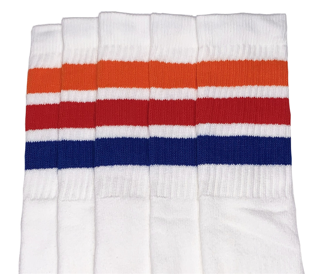 Kids socks with Orange-Red-Royal Blue stripes