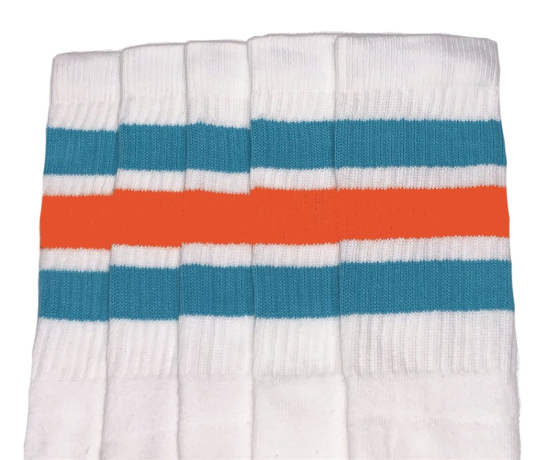 Kids socks with Aqua-Orange stripes