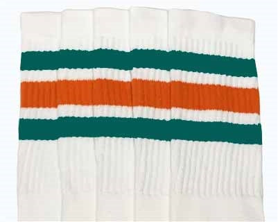 Mid calf sock with Teal-Orange stripes