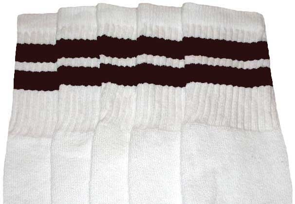 Knee high socks with Dark Brown stripes