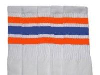 Knee high socks with Orange-Royal Blue stripes