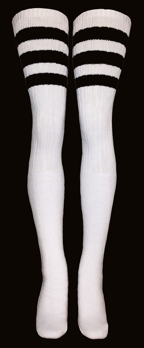 Thigh high socks with Black stripes