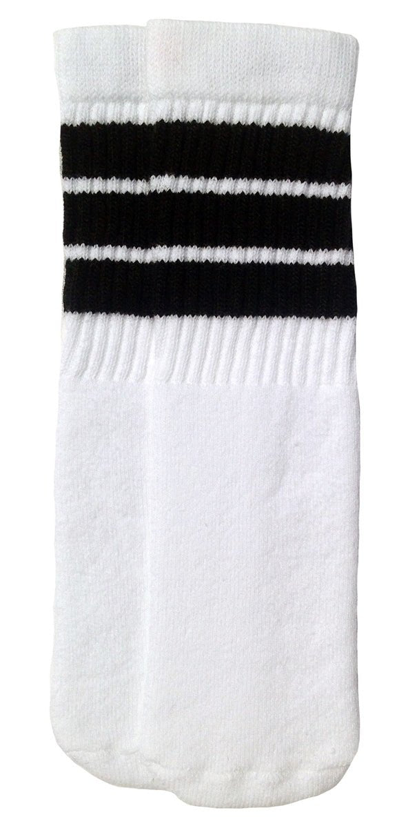 Kids White tube socks with Black stripes style 1 - SKATERSOCKS