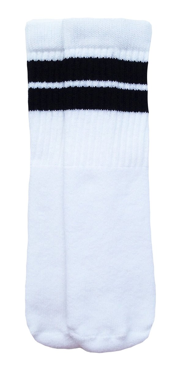 Kids White tube socks with Black stripes style 2 - SKATERSOCKS