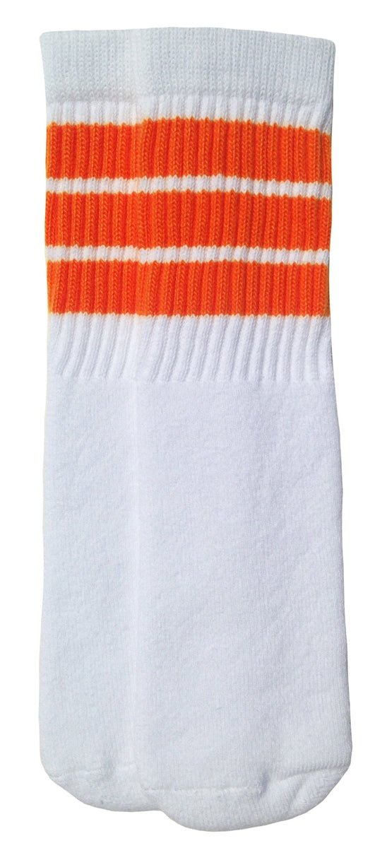 Kids White tube socks with Orange stripes style 1 - SKATERSOCKS