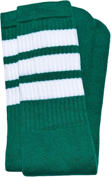 Mid calf TEAL tube sock with WHITE stripes style 1 (Made in Italy) - SKATERSOCKS