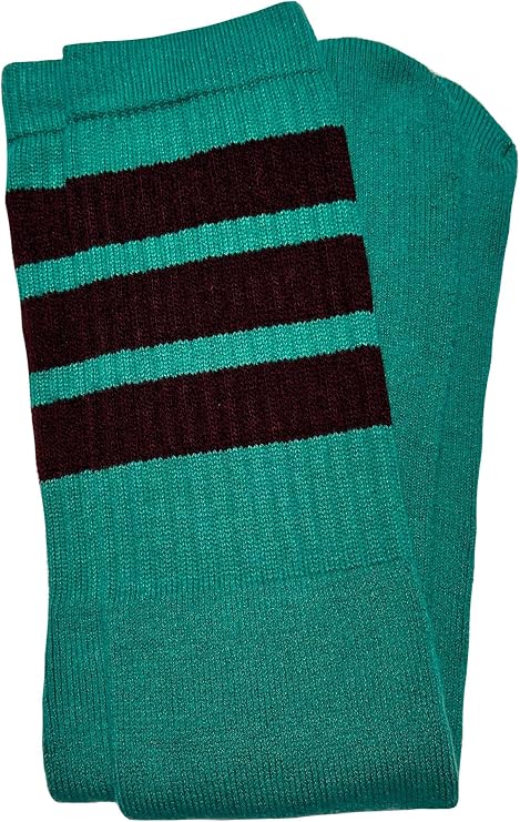 Quarter Teal tube socks with Black stripes style 1 (Made In Italy) - SKATERSOCKS