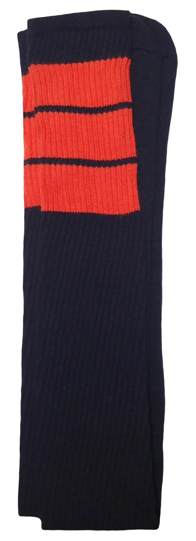 Thigh high Black tube socks with Orange stripes style 5 - SKATERSOCKS