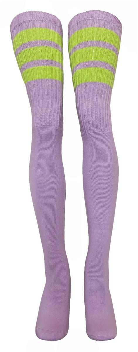 Thigh high Flower tube socks with Acid stripes style 1 - SKATERSOCKS