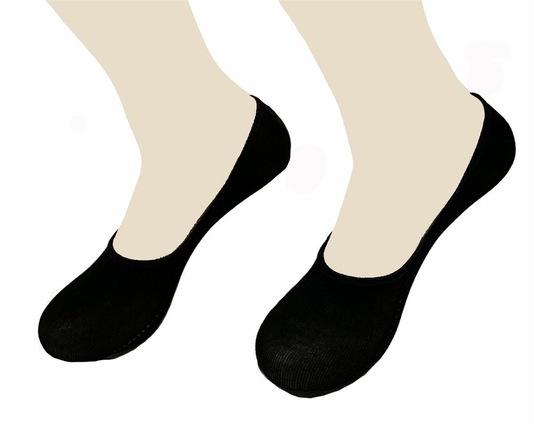 Womens SMALL Black Italian cotton no show sock liner with Anti-slide - SKATERSOCKS