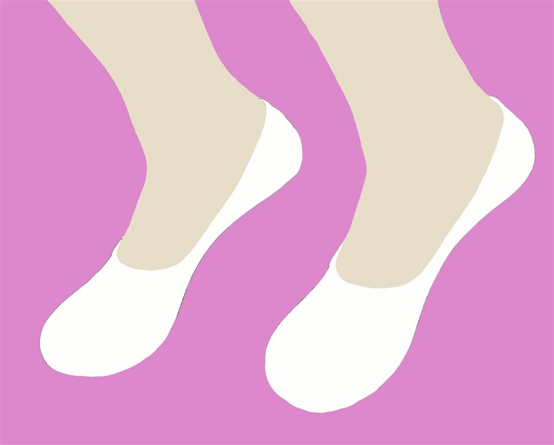 Womens SMALL White Italian cotton no show sock liner with Anti-slide - SKATERSOCKS