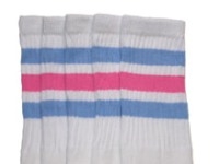 Striped Over the Knee Socks in Baby Pink and Hot Pink - The Sugarpuss  Collection