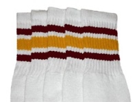 Gold and Maroon Striped Socks | White